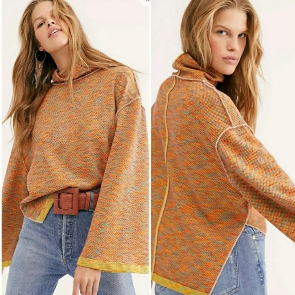 FREE PEOPLE Sunny Days Turtleneck Lightweight Knit Pullover Size XS NWT